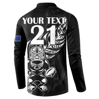 New Zealand Rugby Custom Button Sweatshirt Opango All Black Fern