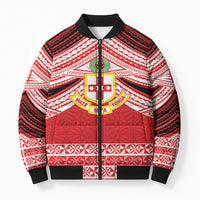 Personalised Kolisi Tonga College Atele Bomber Puffer Jacket Polynesian Ngatu Tribal LT9 Unisex Red - Polynesian Pride