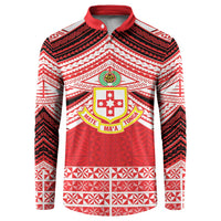 Personalised Kolisi Tonga College Atele Button Sweatshirt Polynesian Ngatu Tribal LT9 Red - Polynesian Pride