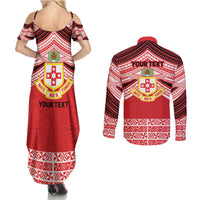 Personalised Kolisi Tonga College Atele Couples Matching Summer Maxi Dress and Long Sleeve Button Shirt Polynesian Ngatu Tribal LT9 - Polynesian Pride
