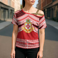 Personalised Kolisi Tonga College Atele Cross Shoulder Shirt Polynesian Ngatu Tribal LT9 - Polynesian Pride