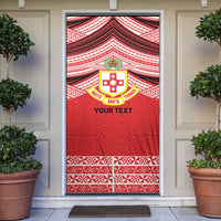 Personalised Kolisi Tonga College Atele Door Cover Polynesian Ngatu Tribal LT9 Red - Polynesian Pride