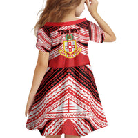 Personalised Kolisi Tonga College Atele Family Matching Off Shoulder Short Dress and Hawaiian Shirt Polynesian Ngatu Tribal