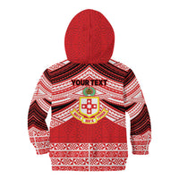 Personalised Kolisi Tonga College Atele Kid Hoodie Polynesian Ngatu Tribal