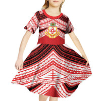 Personalised Kolisi Tonga College Atele Kid Short Sleeve Dress Polynesian Ngatu Tribal LT9 - Polynesian Pride