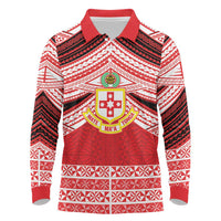 Personalised Kolisi Tonga College Atele Long Sleeve Polo Shirt Polynesian Ngatu Tribal