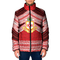 Personalised Kolisi Tonga College Atele Padded Jacket Polynesian Ngatu Tribal LT9 Men Red - Polynesian Pride