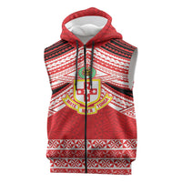 Personalised Kolisi Tonga College Atele Sleeveless Zip Hoodie Polynesian Ngatu Tribal LT9 Red - Polynesian Pride
