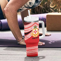 Personalised Kolisi Tonga College Atele Tumbler With Handle Polynesian Ngatu Tribal