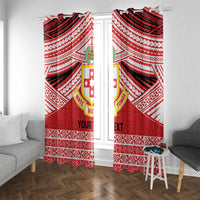 Personalised Kolisi Tonga College Atele Window Curtain Polynesian Ngatu Tribal LT9 With Grommets Red - Polynesian Pride