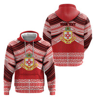 Personalised Kolisi Tonga College Atele Zip Hoodie Polynesian Ngatu Tribal