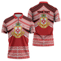 Personalised Kolisi Tonga College Atele Zipper Polo Shirt Polynesian Ngatu Tribal LT9 - Polynesian Pride