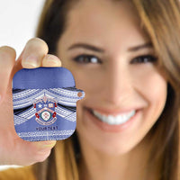 Personalised Tonga Apifoou College AirPods Case Polynesian Ngatu Tribal LT9 Blue - Polynesian Pride