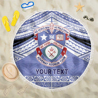 Personalised Tonga Apifoou College Beach Blanket Polynesian Ngatu Tribal LT9 One Size 150cm Blue - Polynesian Pride