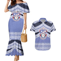 Personalised Tonga Apifoou College Couples Matching Mermaid Dress and Hawaiian Shirt Polynesian Ngatu Tribal