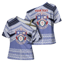Personalised Tonga Apifoou College Cross Shoulder Shirt Polynesian Ngatu Tribal LT9 - Polynesian Pride