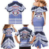 Personalised Tonga Apifoou College Family Matching Mermaid Dress and Hawaiian Shirt Polynesian Ngatu Tribal