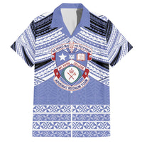 Personalised Tonga Apifoou College Family Matching Off The Shoulder Long Sleeve Dress and Hawaiian Shirt Polynesian Ngatu Tribal