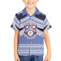 Personalised Tonga Apifoou College Family Matching Off The Shoulder Long Sleeve Dress and Hawaiian Shirt Polynesian Ngatu Tribal