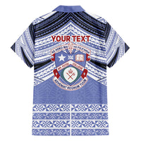Personalised Tonga Apifoou College Family Matching Off Shoulder Short Dress and Hawaiian Shirt Polynesian Ngatu Tribal