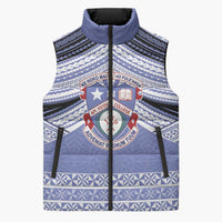Personalised Tonga Apifoou College Sleeveless Puffer Jacket Polynesian Ngatu Tribal LT9 Unisex Blue - Polynesian Pride