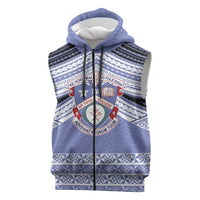 Personalised Tonga Apifoou College Sleeveless Zip Hoodie Polynesian Ngatu Tribal LT9 Blue - Polynesian Pride