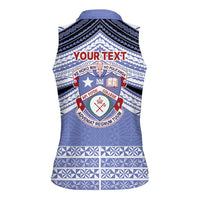 Personalised Tonga Apifoou College Women Sleeveless Polo Shirt Polynesian Ngatu Tribal