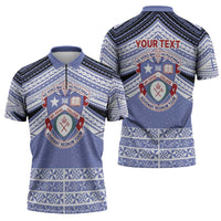 Personalised Tonga Apifoou College Zipper Polo Shirt Polynesian Ngatu Tribal LT9 - Polynesian Pride