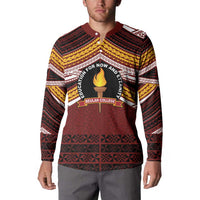 Personalised Tonga Beulah College Button Sweatshirt Polynesian Ngatu Tribal LT9 - Polynesian Pride