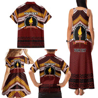Personalised Tonga Beulah College Family Matching Tank Maxi Dress and Hawaiian Shirt Polynesian Ngatu Tribal