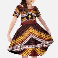 Personalised Tonga Beulah College Kid Short Sleeve Dress Polynesian Ngatu Tribal LT9 KID Red - Polynesian Pride