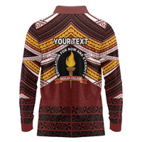 Personalised Tonga Beulah College Long Sleeve Polo Shirt Polynesian Ngatu Tribal