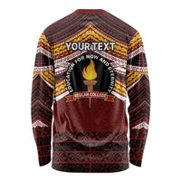 Personalised Tonga Beulah College Long Sleeve Shirt Polynesian Ngatu Tribal LT9 - Polynesian Pride