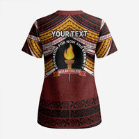 Personalised Tonga Beulah College Scrub Top Polynesian Ngatu Tribal - Polynesian Pride