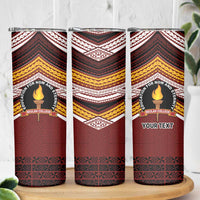 Personalised Tonga Beulah College Skinny Tumbler Polynesian Ngatu Tribal