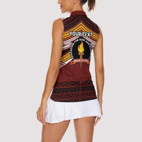 Personalised Tonga Beulah College Women Sleeveless Polo Shirt Polynesian Ngatu Tribal
