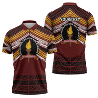 Personalised Tonga Beulah College Zipper Polo Shirt Polynesian Ngatu Tribal LT9 - Polynesian Pride