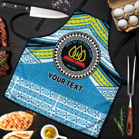 Personalised Tonga Lavengamalie College Apron Polynesian Ngatu Tribal LT9 Blue - Polynesian Pride
