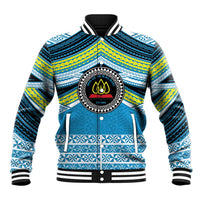 Personalised Tonga Lavengamalie College Baseball Jacket Polynesian Ngatu Tribal LT9 Unisex Blue - Polynesian Pride