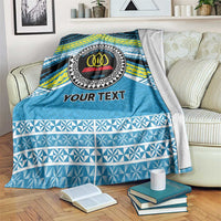 Personalised Tonga Lavengamalie College Blanket Polynesian Ngatu Tribal LT9 Blue - Polynesian Pride