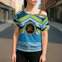 Personalised Tonga Lavengamalie College Cross Shoulder Shirt Polynesian Ngatu Tribal LT9 - Polynesian Pride