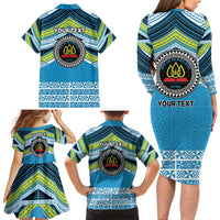 Personalised Tonga Lavengamalie College Family Matching Long Sleeve Bodycon Dress and Hawaiian Shirt Polynesian Ngatu Tribal