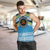 Personalised Tonga Lavengamalie College Men Tank Top Polynesian Ngatu Tribal LT9 Blue - Polynesian Pride