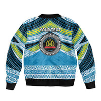 Personalised Tonga Lavengamalie College Sleeve Zip Bomber Jacket Polynesian Ngatu Tribal