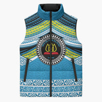 Personalised Tonga Lavengamalie College Sleeveless Puffer Jacket Polynesian Ngatu Tribal LT9 Unisex Blue - Polynesian Pride