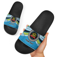Personalised Tonga Lavengamalie College Slide Sandals Polynesian Ngatu Tribal - Polynesian Pride