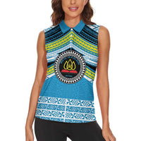 Personalised Tonga Lavengamalie College Women Sleeveless Polo Shirt Polynesian Ngatu Tribal