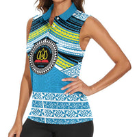 Personalised Tonga Lavengamalie College Women Sleeveless Polo Shirt Polynesian Ngatu Tribal