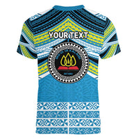 Personalised Tonga Lavengamalie College Women V-Neck T-Shirt Polynesian Ngatu Tribal