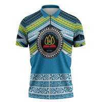 Personalised Tonga Lavengamalie College Zipper Polo Shirt Polynesian Ngatu Tribal LT9 Blue - Polynesian Pride